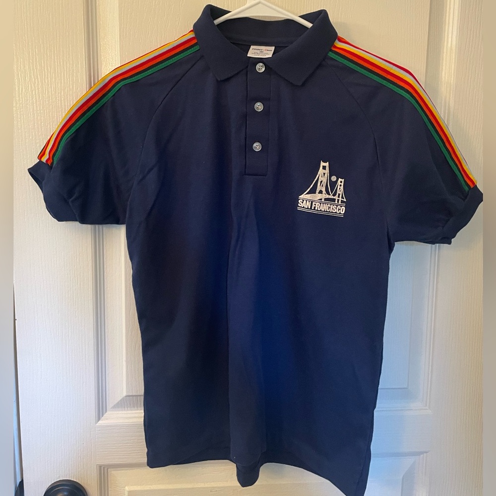 Blue and Red Polo Shirt with Embroidered Logo